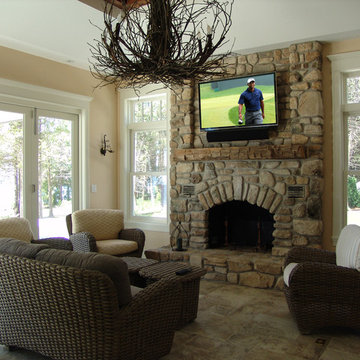 Rustic and Refined Sunroom Television Installation