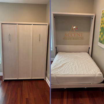 Savona Queen Vertical Murphy Wall Bed in Whitewash on Maple