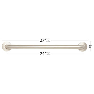 CuVerro Copper Alloy Antimicrobial, Grab Bar, Satin Stainless Finish, 24"