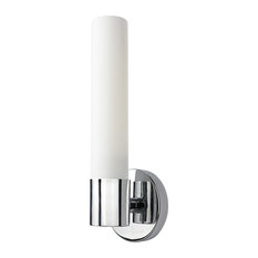 Enzo Wall Sconce with Frosted Glass Shade, Hardwired, Chrome