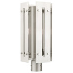 Livex Lighting - Livex Lighting Utrecht 1 Light Brushed Nickel Large Outdoor Post Top Lantern - Featuring a solid brass frame with a glass cylinder, the Utrecht outdoor post top lantern is ideal for your front walkway or backyard. The brushed nickel finish offers a complimenting counterpart while still keeping the glam factor of the overall fixture.