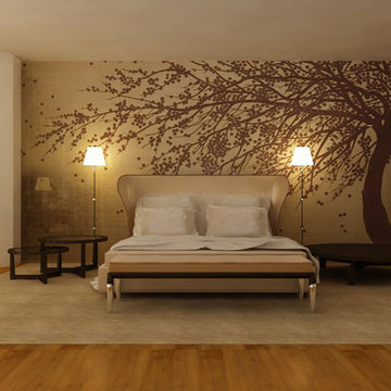 Handprinted Chinoiserie wallpaper in interior design
