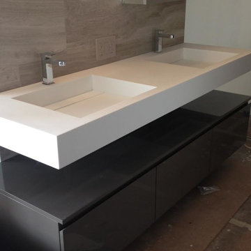 ADM Bathroom Rectangular Countertop Sink, White, 71" - DW-194 (71 x 22)