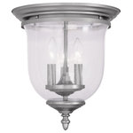Livex Lighting - Legacy Ceiling Mount, Brushed Nickel - The Legacy collection offers a chic update to traditional style lighting. This flushmount light design comes in a beautiful brushed nickel finish with a traditional seeded glass bell jar adding style.