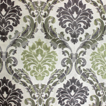 Green N Grey Damask Poly Jacquard Weave Fabric By The Yard Curtain Upholstery