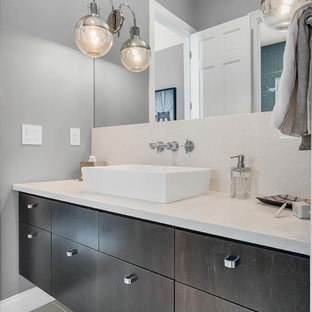 75 Beautiful Laminate Floor Bathroom With Limestone Countertops