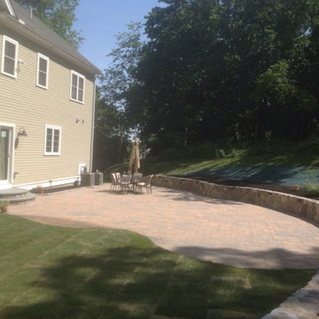 Natural Stone Sitting Wall, Lighting & Patio