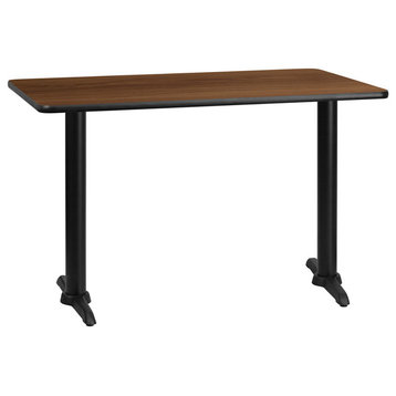 30''x48'' Rectangular Walnut Laminate Table Top With 5''x22'' Table Height