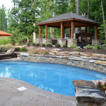 Western Red Cedar Pool Pavilion and Fireplace
