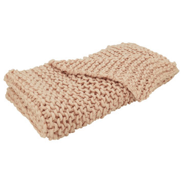 Chunky Knit Design Throw Blanket, Pink, 50"x60"