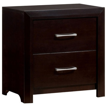 Bowery Hill 2-Drawer Contemporary Wood Nightstand in Espresso