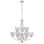 Craftmade Lighting - Craftmade Lighting 49929-BNK Serene - Nine Light 2-Tier Chandelier - The Serene is a lighting collection with beautifulSerene Nine Light 2- Brushed Polished Nic *UL Approved: YES Energy Star Qualified: n/a ADA Certified: n/a  *Number of Lights: Lamp: 9-*Wattage:60w A19 Medium Base bulb(s) *Bulb Included:No *Bulb Type:A19 Medium Base *Finish Type:Brushed Polished Nickel