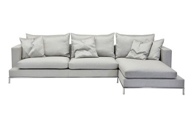 Simena Grey Brick Fabric Sectional Sofa