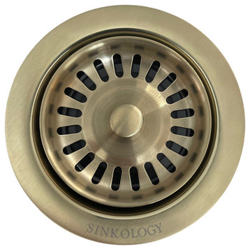 SinkSense Satin Gold 3.5" Disposal Flange Drain with Stopper