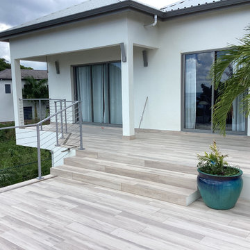 White metal post cable railing project in Antigua and Barbuda
