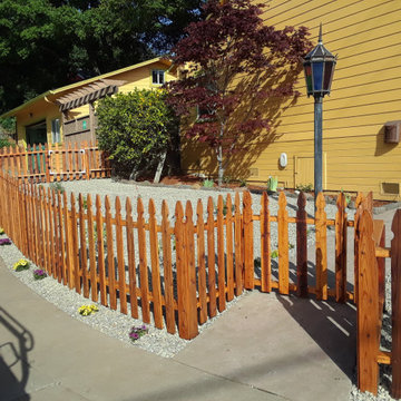 New Front Yard Picket Redwood Fence