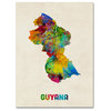 'Guyana Watercolor Map' Canvas Art by Michael Tompsett