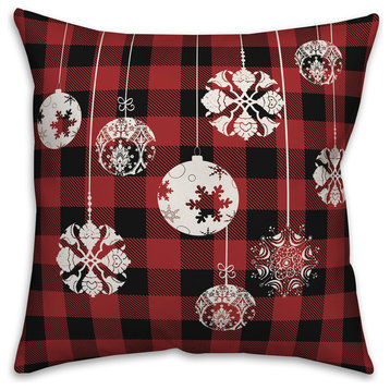 Plaid Vintage Christmas Ornaments 18"x18" Throw Pillow Cover