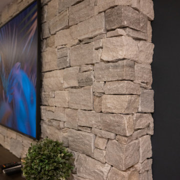 Finished Basement with Bar and Accent Wall in Commerce Twp., MI