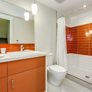 75 Beautiful Orange Tile Bathroom With Laminate Countertops