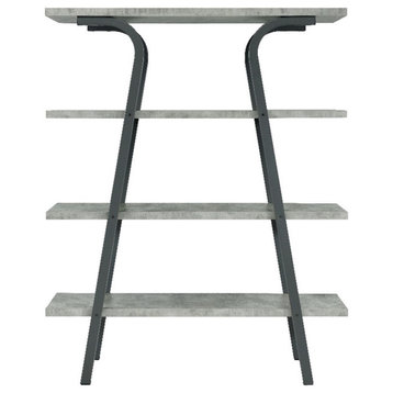 Pemberly Row 4-tier Rectangular Metal Base Bookcase Cement and Gunmetal