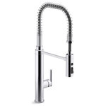 Kohler - Kohler Purist Semiprofessional Kitchen Sink Faucet, Polished Chrome - Complete kitchen tasks with more ease and efficiency. This Purist kitchen faucet combines a strong architectural form with features adapted from the busiest professional kitchens. The three-function pull-down sprayhead lets you cycle through a range of tasks at the touch of a button: an aerated stream for rinsing, Sweep spray for cleaning, and Boost function for fast filling of pots and pitchers.