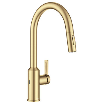 Oletto Touchless Sensor Pulldown Single Handle Kitchen Faucet, Brushed Brass