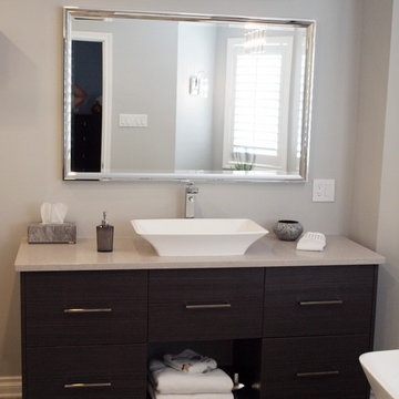 Vanity with vessel sink