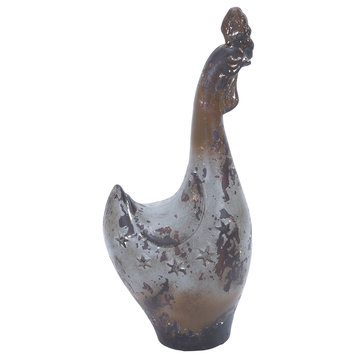 Classic And Contemporary Styled Ceramic Rooster In Rustic Look Home Decor