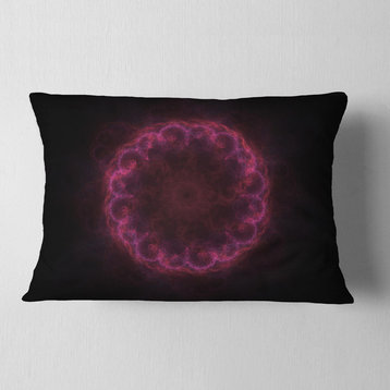 Dark Radial Purple Fractal Flower Digital Art Floral Throw Pillow, 12"x20"