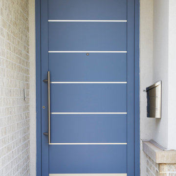 Blue Custom Door with Steel Inserts