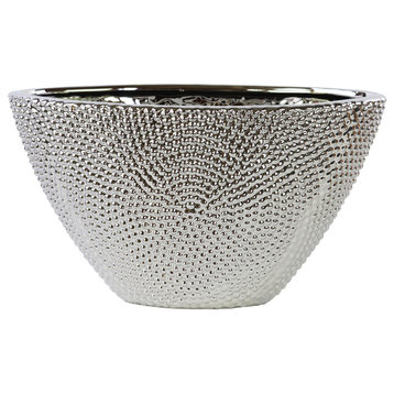 Stoneware Elliptical Tapered Vase, Silver