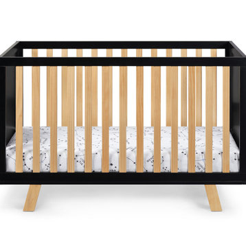 Black Solid and Manufactured Wood Standard Three, One Convertible Crib