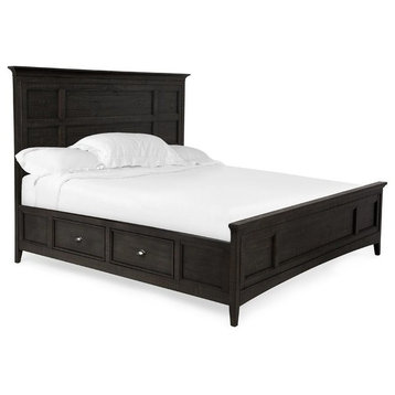 Magnussen Westley Falls Traditional Graphite King Panel Bed with Storage Rails