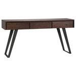 Simpli Home - Lowry Console Sofa Table - Let the Lowry Console / Sofa Table add a touch of urban industrialism to your living space. The table is handcrafted with a perfect combination of Metal and Solid wood. The Lowry Console / Sofa Table doesn’t sacrifice style for function. It features two drawers providing plenty of storage space. Whether you use it in the living room, family room or entryway it'll be sure to make a statement.