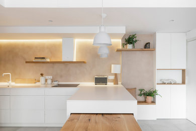 Imagen de cocina contemporánea con microcemento