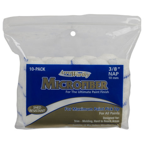 ArroWorthy 4-MFR3CK Microfiber Mini Roller Cover, 3/8" Nap x 4", 10-Pack