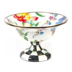 Flower Market Large Enamel Compote - White | MacKenzie-Childs - Serving Utensils