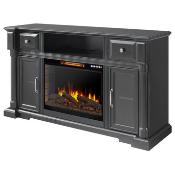 Muskoka Vermont 60" Media Electric Fireplace With Bluetooth Aged Black Finish