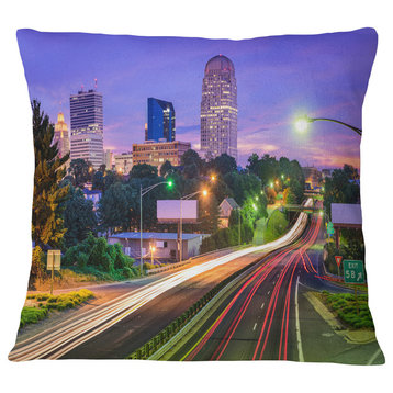 Winston Salem North Carolina Cityscape Throw Pillow, 18"x18"