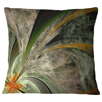 Symmetrical Fractal Flower in Green Floral Throw Pillow, 16"x16"