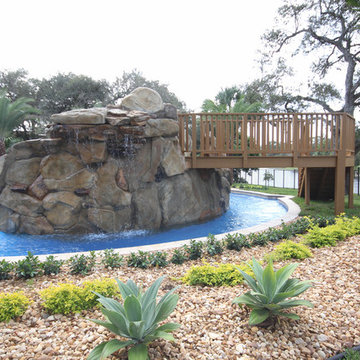Custom Pool and Spa with Rock Waterfall and Lazy River in Delray beach, Florida