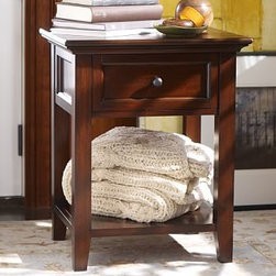 Pottery Barn - Hudson Bedside Table, Mahogany stain - Nightstands And Bedside Tables