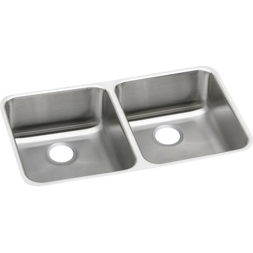 Elkay Lustertone Classic Stainless Steel Equal 2-Bowl ADA Sink, Lustrous Satin