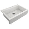 BOCCHI 1500-001-KIT1 Apron Front Drop-In Fireclay 34" 1 Bowl Kitchen Sink Kit