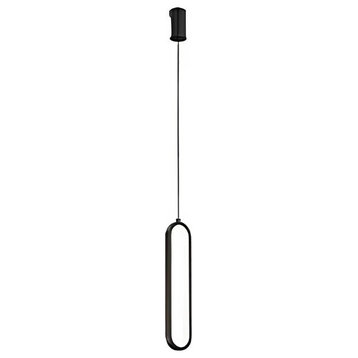 MIRODEMI® Estavayer-le-Lac | Minimalistic Oval Pendant Light in a Nordic Style, Black, W3.5xh15.7+47.2", Cool Light
