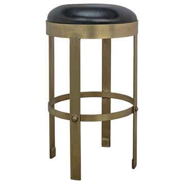 Prince Counter Stool with Leather, Gold