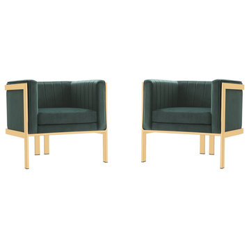 Paramount Accent Armchair, Forest Green and Polished Brass, Set of 2
