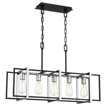 Stafford 5-Light Chandelier in Chrome With Black