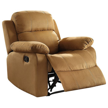 Classic Recliner Chair, Microfiber Upholstered Seat and Pillowed Arms, Chocolate